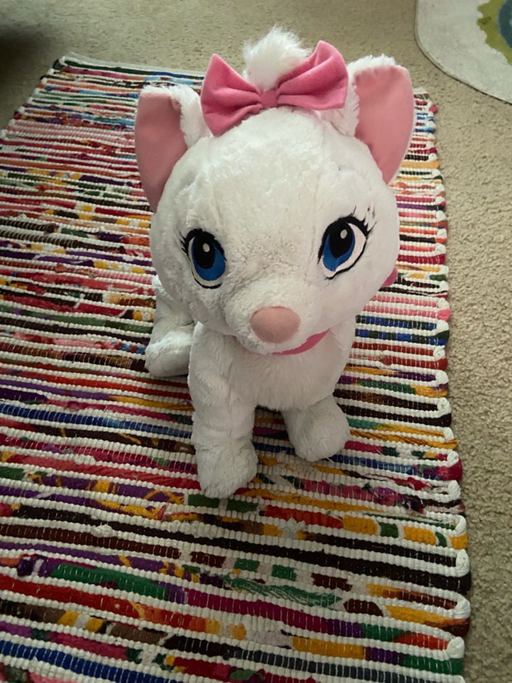 Disney White Plush Kitten with Pink Bow